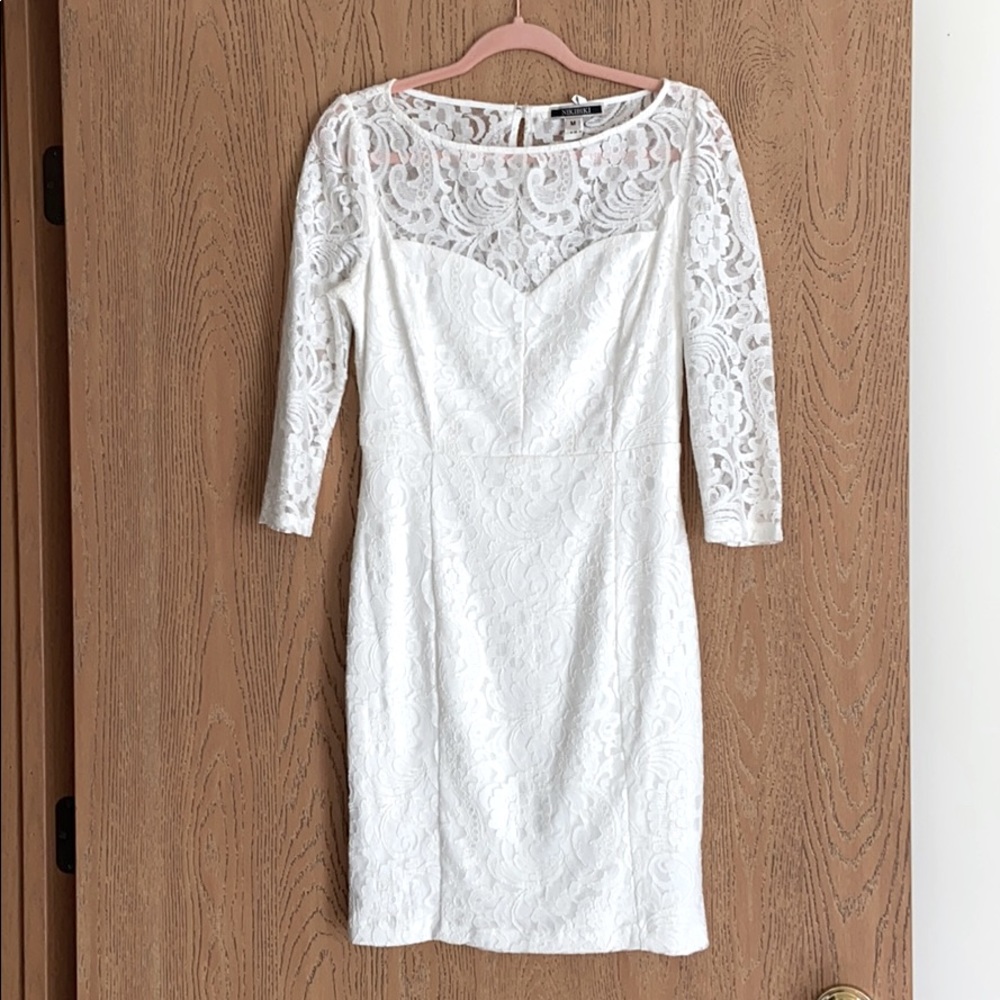 Short white lace dress